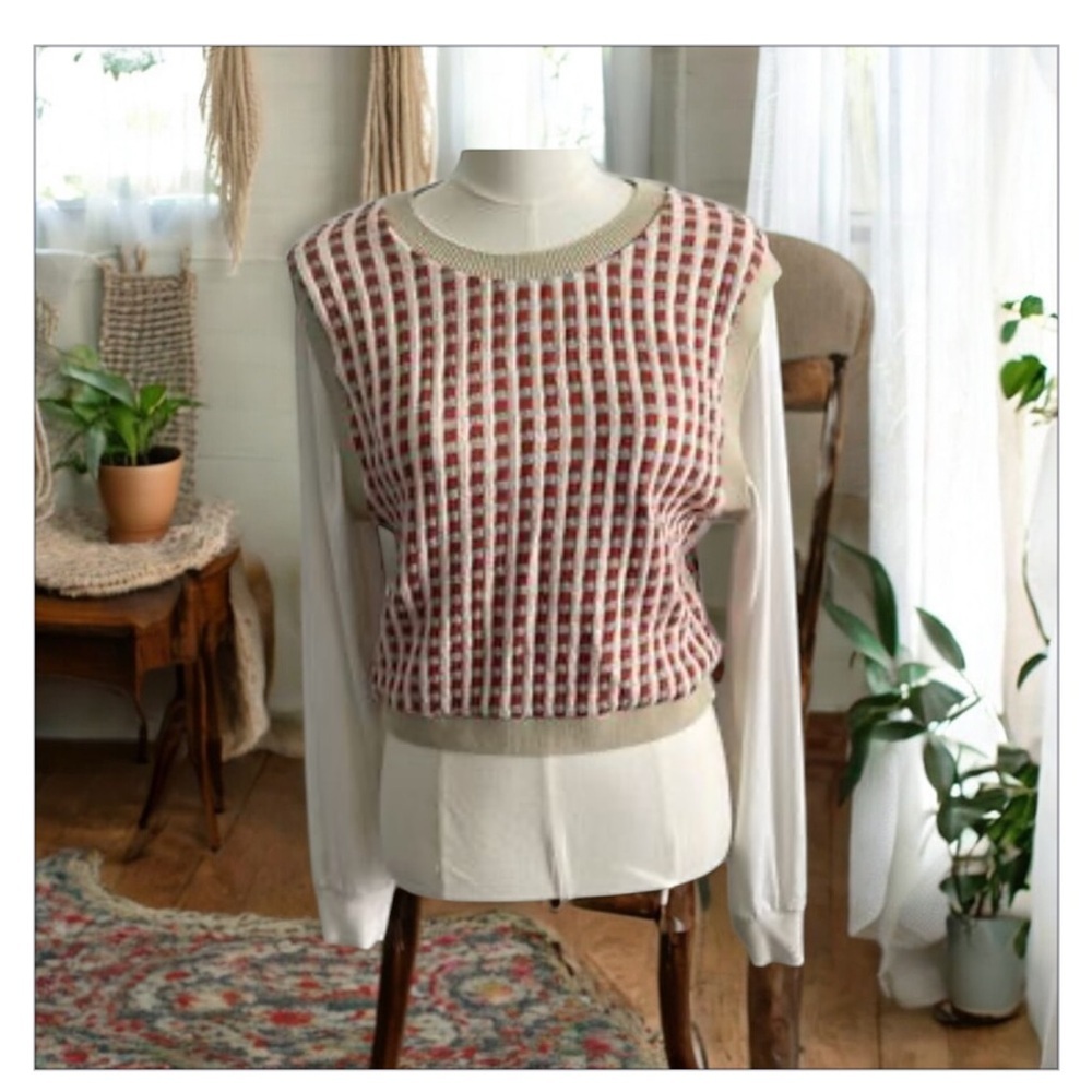 Zara Women's Sweater Vest with Attached Long Sleeves Pullover Top- EUC-Sz M​ - Picture 4 of 13